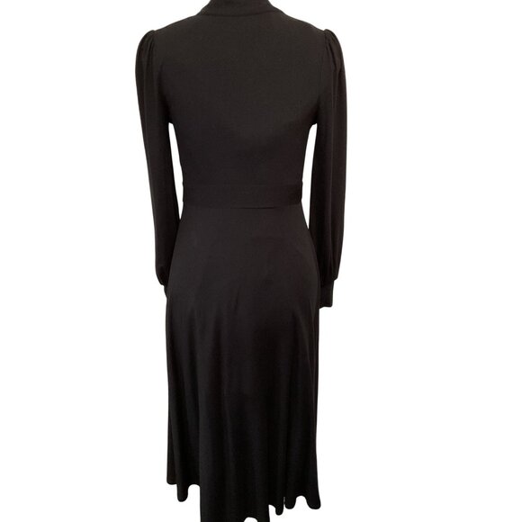 Boden Black Jersey Knit Long-Sleeve Wrap Dress Size 4 - Picture 4 of 5